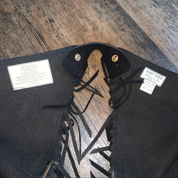 Like New Hobby Horse Black Ultrasuede Chaps Large Long - Picture 3 of 6